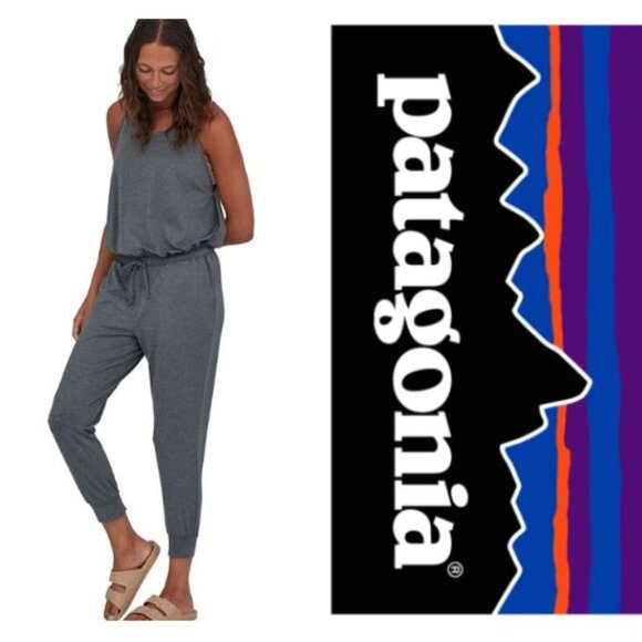 NWT Patagonia Seabrook Sleeveless Jumpsuit Women SZ Medium Gray Athleisure Comf - Picture 1 of 7
